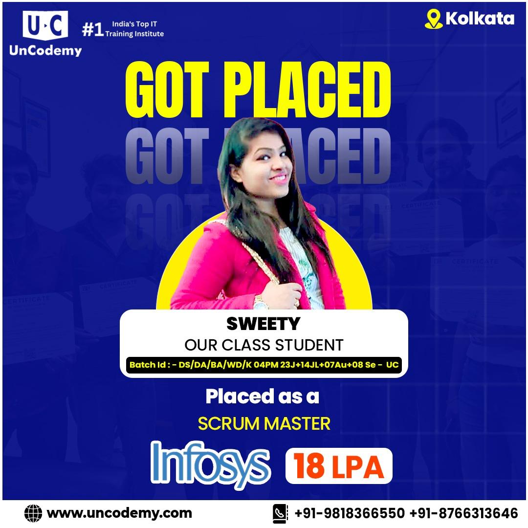 Sweety - Placed at Infosys as Scrum Master - 18 LPA