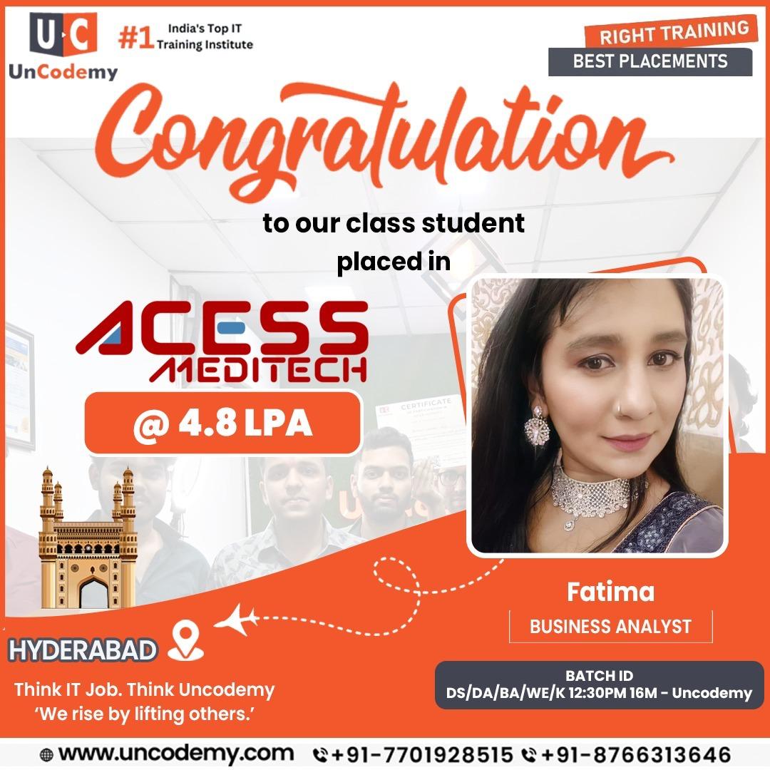 Fatima - Placed at Cess Meditech as Business Analyst - 4.8 LPA
