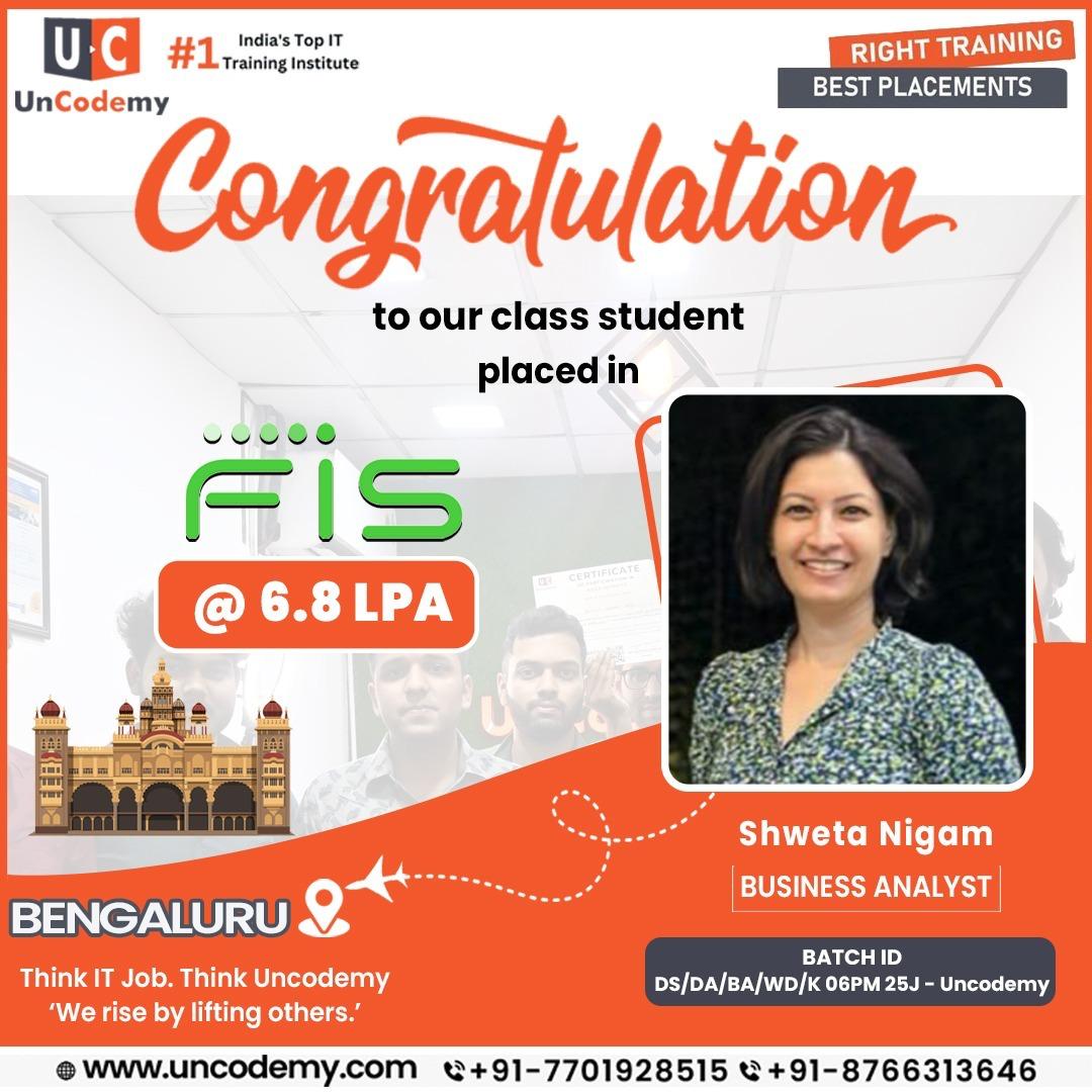 Shweta Nigam - Placed at F15 as Business Analyst - 6.8 LPA