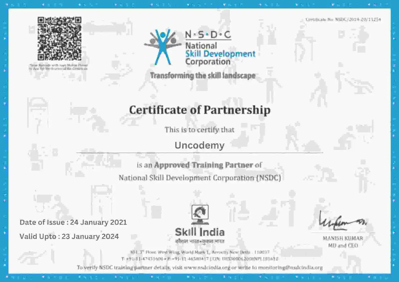 Project Completion Certificate - Angular training in noida